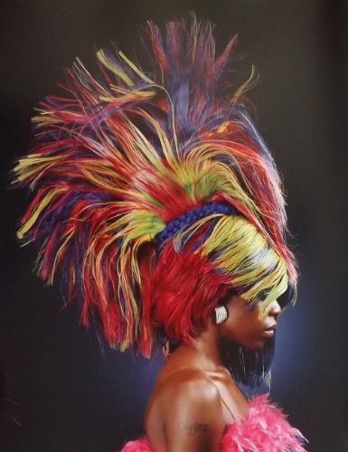 rainbow hair short sides peacock top